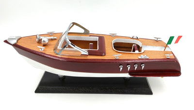 Modelo de lancha Reeva em madeira 35x11x13 cm