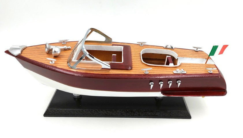 Modelo de lancha Reeva em madeira 35x11x13 cm