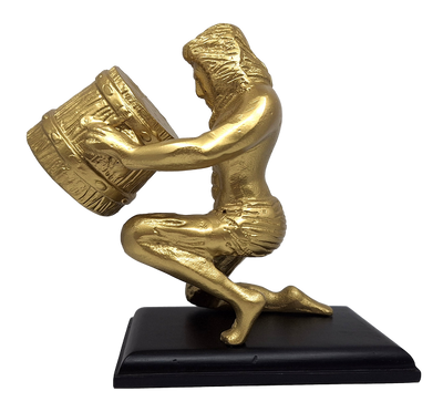 Estatueta decorativa dourada de Aquário AQU2 com possibilidade de personalização por gravação, presente ideal para qualquer ocasião, altura 18 cm, design elegante em alumínio