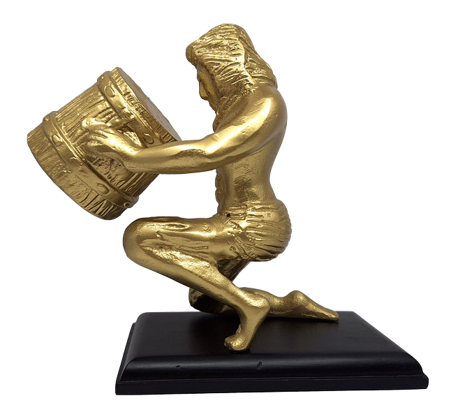 Estatueta decorativa dourada de Aquário AQU2 com possibilidade de personalização por gravação, presente ideal para qualquer ocasião, altura 18 cm, design elegante em alumínio