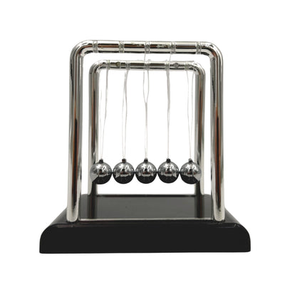 Pêndulo de Bolas de Newton com Gravação – Gadget Antiestresse Elegante para Secretária, Ideal para Presente – Altura 9 cm, Bolas de Aço, Design Minimalista