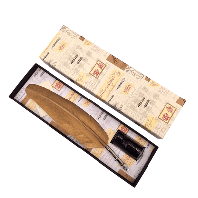 Caneta de ganso dourada para caligrafia com possibilidade de gravação personalizada