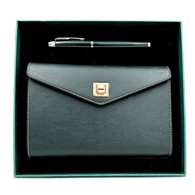 Elegancki Zestaw Upominkowy - Notes Skórzany z Długopisem w Pudełku Prezentowym – Premium – EE8