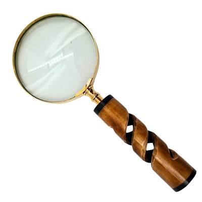 Lupa com Moldura de Latão e Cabo de Chifre NC2356 - Presente Elegante com Possibilidade de Personalização com Gravação, Ampliação 3,5x, Comprimento 18,5 cm, Diâmetro 7,5 cm