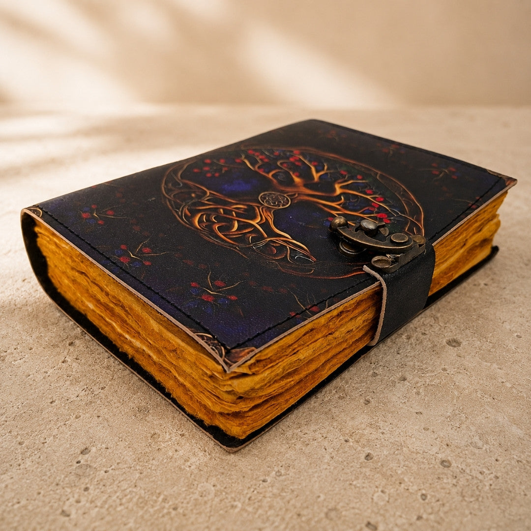 Caderno de pele vintage retro 200 páginas com gravação