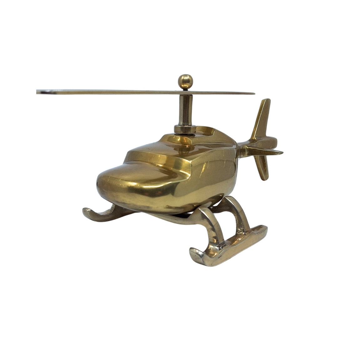 Modelo metálico de helicóptero com possibilidade de gravação personalizada – dourado, 32 cm