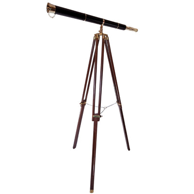 Telescópio decorativo TWSS em tripé de madeira com possibilidade de gravação personalizada