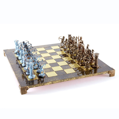 Xadrez em latão Arqueiros 44x44 cm com possibilidade de personalização por gravação - Presente de luxo para amantes de mitologia e estratégia, peças feitas à mão de alta qualidade