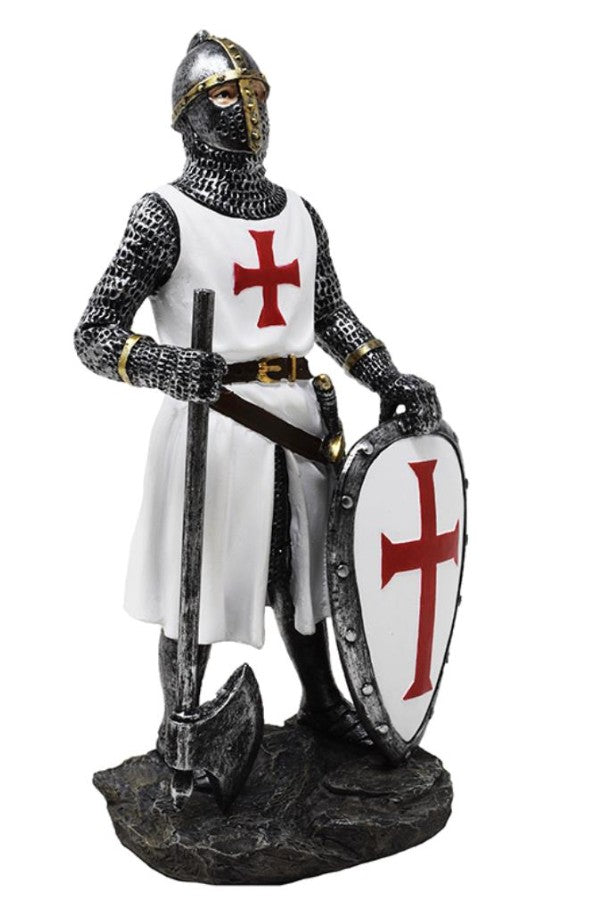 Estátua de Cavaleiro Templário 18,5 cm em Poliresina com possibilidade de personalização por gravação