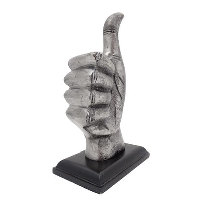 Figura decorativa polegar "OK" em alumínio 20 cm com possibilidade de personalização por gravação