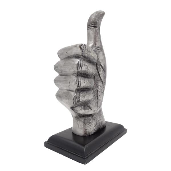 Figura decorativa polegar "OK" em alumínio 20 cm com possibilidade de personalização por gravação