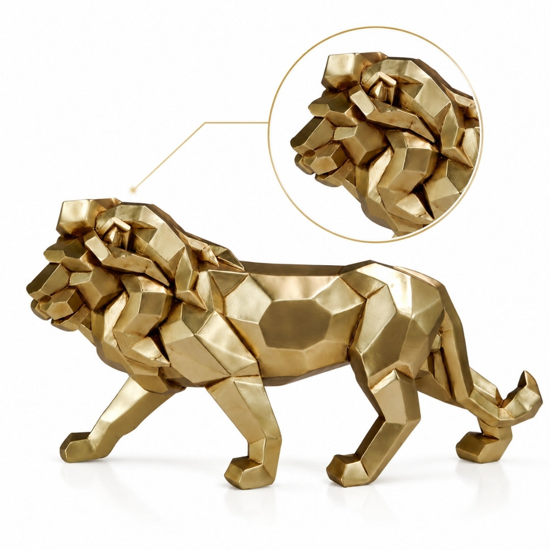 Grande estatueta de Leão Dourado de 43 cm com possibilidade de personalização por gravação - decoração elegante para presente, polyresina de alta qualidade, estilo moderno glamour
