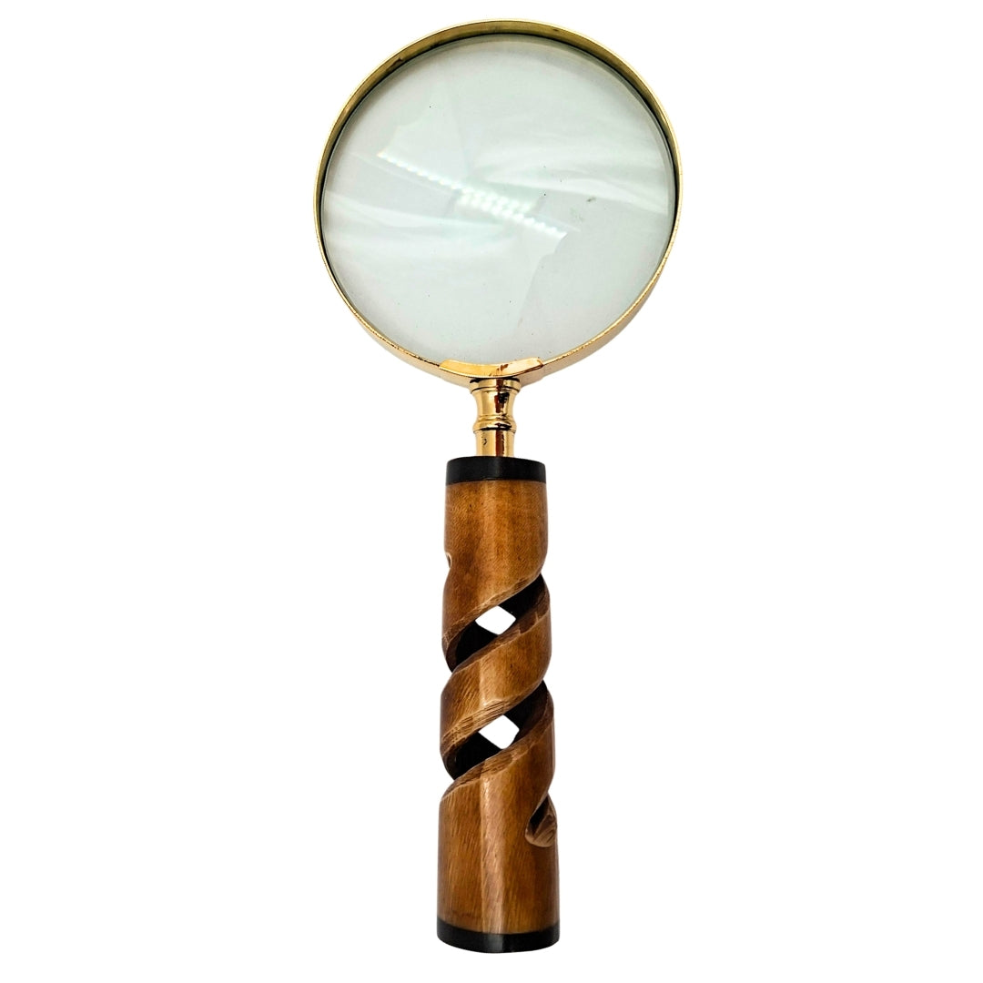 Lupa com Moldura de Latão e Cabo de Chifre NC2356 - Presente Elegante com Possibilidade de Personalização com Gravação, Ampliação 3,5x, Comprimento 18,5 cm, Diâmetro 7,5 cm