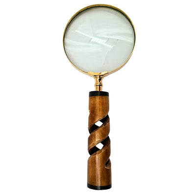 Lupa com Moldura de Latão e Cabo de Chifre NC2356 - Presente Elegante com Possibilidade de Personalização com Gravação, Ampliação 3,5x, Comprimento 18,5 cm, Diâmetro 7,5 cm