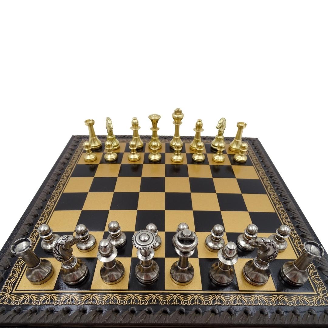 Xadrez Exclusivo de Latão Italfama 28x28 cm com Personalização por Gravação