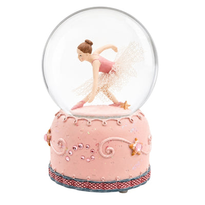 Bailarina a Dançar em Globo de Vidro 12cm com Possibilidade de Personalização por Gravação - Decoração Pastel Elegante para Presente para Amantes de Ballet, Feita em Poliresina e Vidro