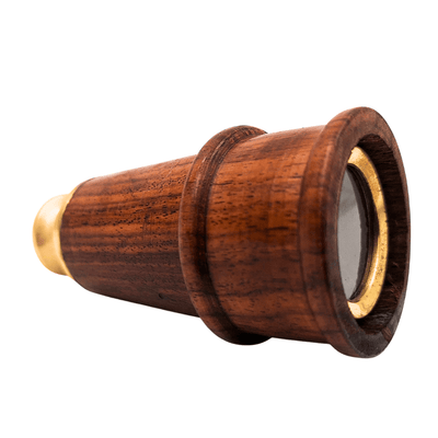 Luneta Retro em Latão e Madeira HT021 com Possibilidade de Gravação – Decoração Elegante para Presente em Estilo Vintage, Marinheiro, Comprimento 18 cm