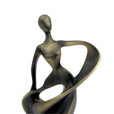 Estatueta de bailarina em dourado antigo 24 cm com possibilidade de gravação personalizada