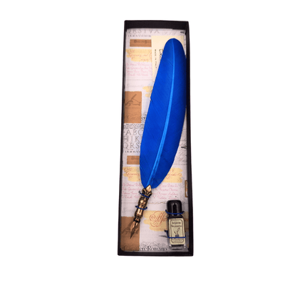 Conjunto de caligrafia com caneta azul e possibilidade de gravação personalizada