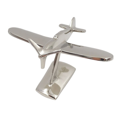 Modelo de avião monomotor N-0896 em alumínio cor prata, 17x14x11 cm
