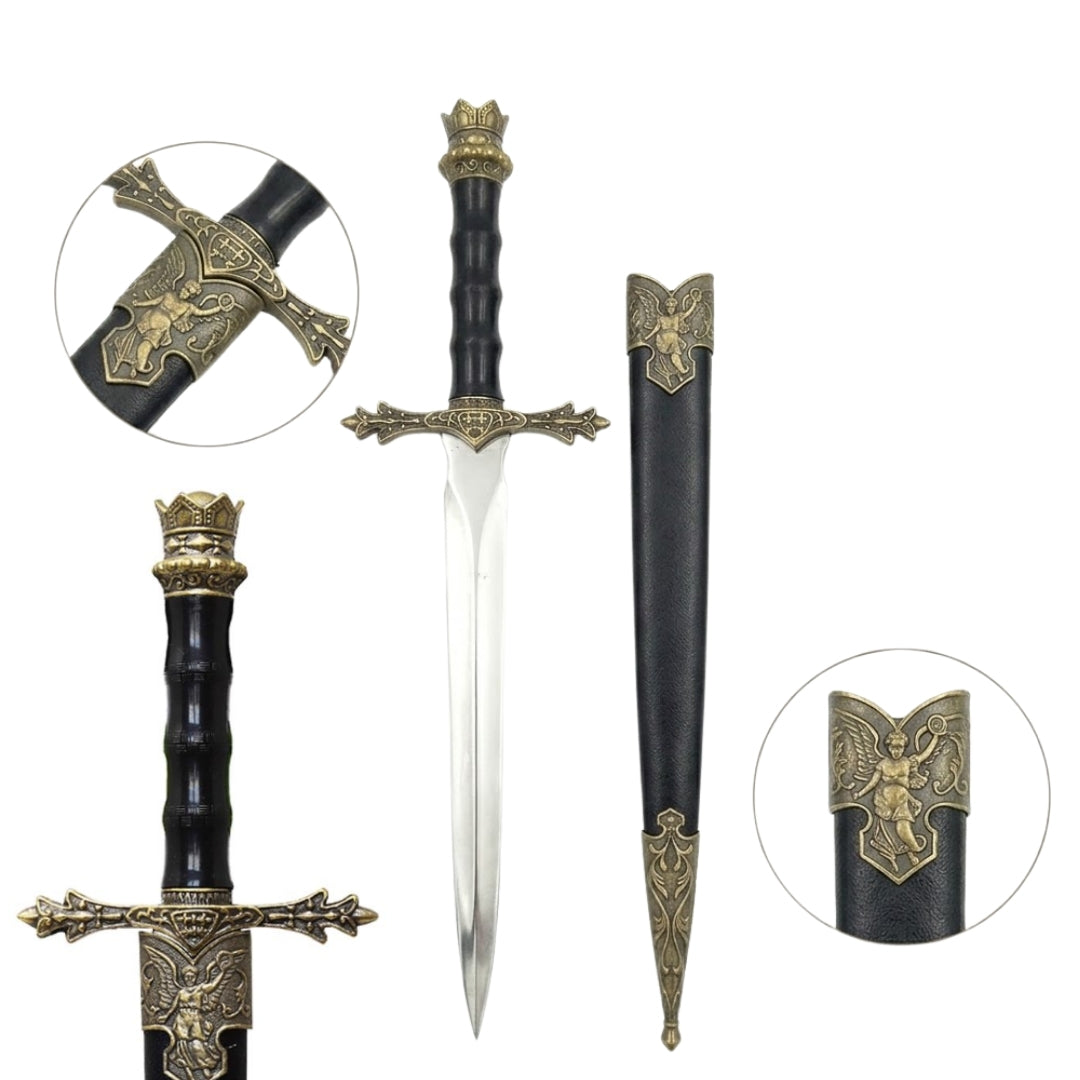 Adaga de Cavaleiro 34 cm Réplica Decorativa com Possibilidade de Gravação