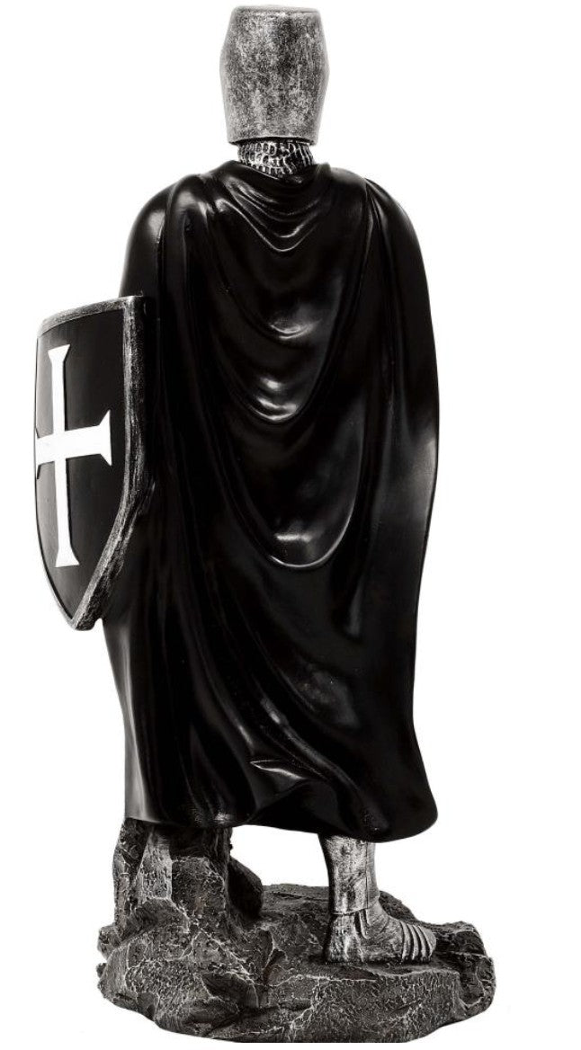 Cavaleiro Cruzado em Poliresina MC-23078 - Estátua de 30cm com Possibilidade de Personalização por Gravação