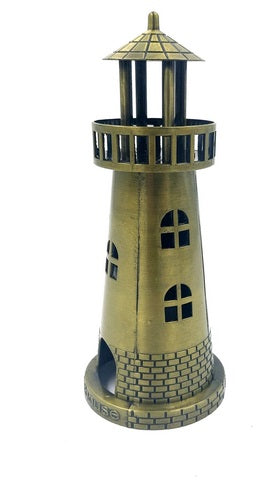 Farol de Mar Castiçal para Vela Tealight 18,5 cm em Dourado Antigo com Opção de Gravação