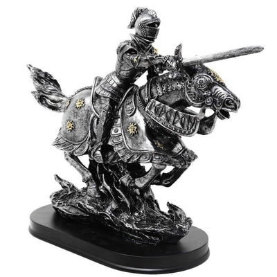 Figura Cavaleiro a Cavalo 31 cm – Polyresina Pintada à Mão com Possibilidade de Personalização por Gravação