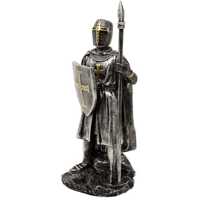 Figura Cavaleiro com Lança 20 cm com possibilidade de personalização por gravação - decoração pintada à mão em polyresina para presente para amantes de história e militaria