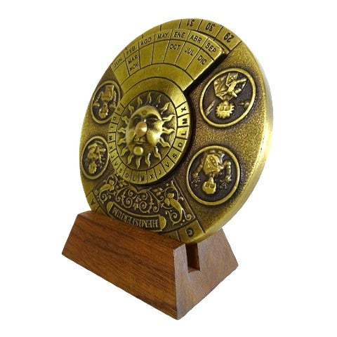 Calendário Perpétuo Renascentista com Gravação - Presente Personalizado para os Anos 1600-2799, Decoração Elegante para Escritório, Diâmetro 9 cm, Estilo Renascentista