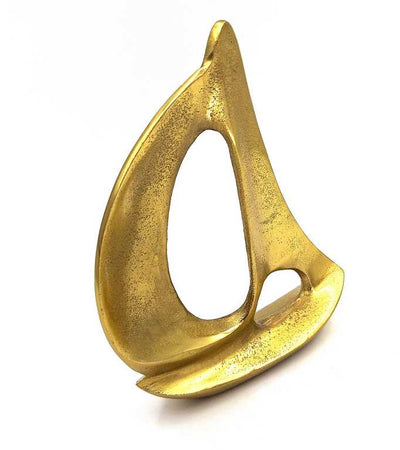 Iate Dourado em Alumínio 19,5 cm com Possibilidade de Personalização por Gravação - Decoração Elegante para Presente para Amantes da Navegação