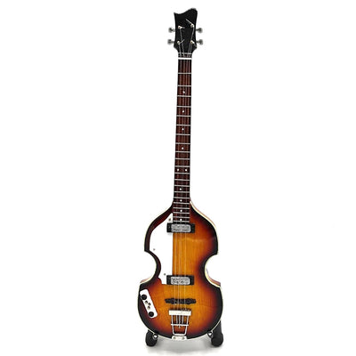 Mini guitarra baixo estilo Paul McCartney, MGT-2028, mogno, possibilidade de personalização por gravação, ideal para presente, altura 27,5 cm