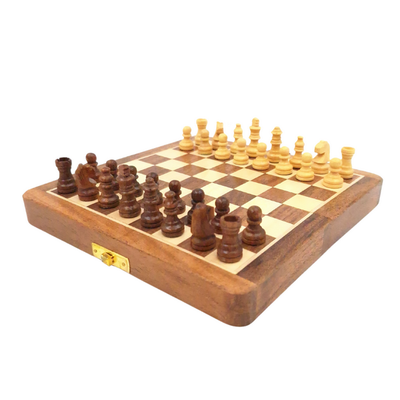 Xadrez magnético de madeira 17x17cm com gravação personalizada