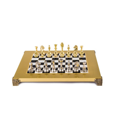 Xadrez exclusivo em latão Staunton S32BLA 28x28 cm com possibilidade de personalização por gravação