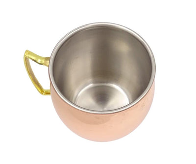 Caneca de Cobre em Aço Inoxidável 304 500ml com Possibilidade de Personalização por Gravação - Ideal para Presente - Altura 13,5 cm, Cor Cobre, Modelo MM7012