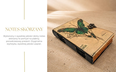Caderno de Couro Retro Borboleta com Gravação