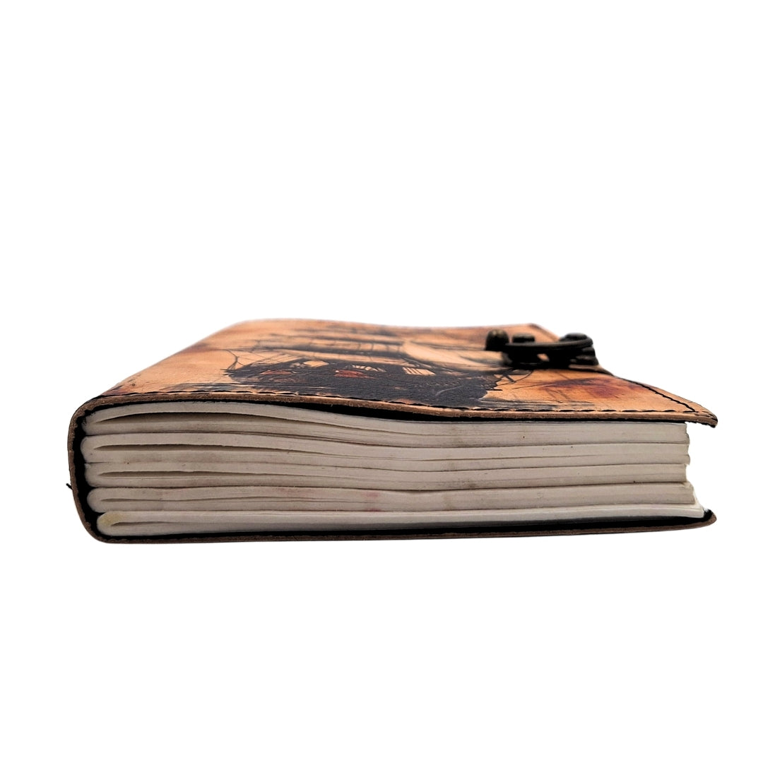 Caderno de pele marinheiro veleiro retro com gravação