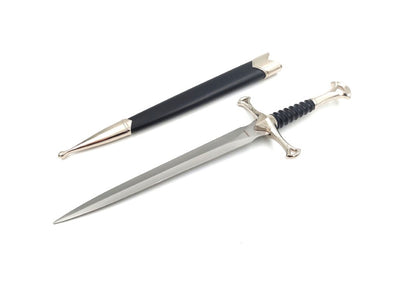 Réplica de adaga medieval de cavaleiro com 35 cm, em aço inoxidável, com bainha decorativa