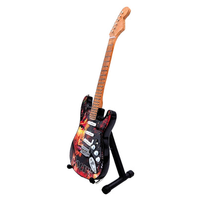 Mini Guitarra Jim Morrison The Doors - Madeira de Mogno - Gravação Personalizada - Presente Ideal para Fãs de Música - Altura 27,5 cm - Peça de Coleção Decorativa