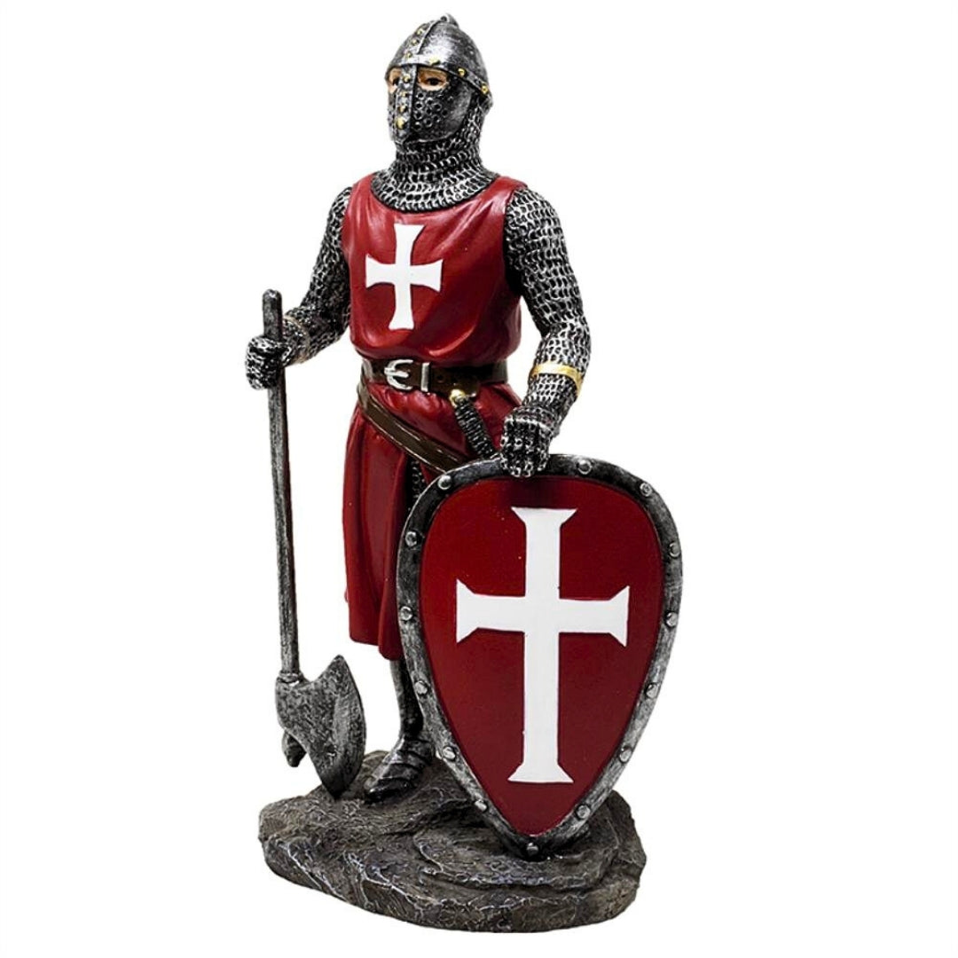 Figura Cavaleiro Cruzado 18,5 cm em Polyresina com possibilidade de personalização por gravação