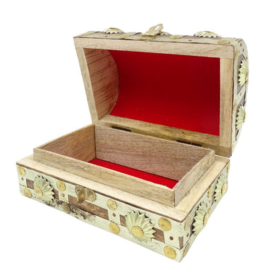 Caixa de Madeira para Diversos Objetos SE14 com Possibilidade de Personalização de Gravação, Castanha e Dourada, Ideal para Presente – 16x9,5x10 cm