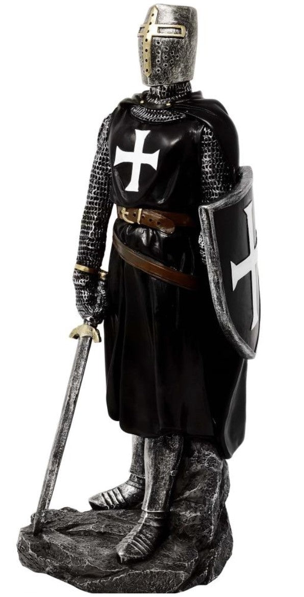 Cavaleiro Cruzado em Poliresina MC-23078 - Estátua de 30cm com Possibilidade de Personalização por Gravação