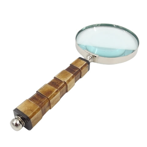 Lupa Elegante para Leitura com Cabo de Osso NC1099A com Possibilidade de Personalização por Gravação, Caixa Prateada de Latão, Ideal para Presente para Sénior, Avô ou Colecionador, Altura 24,5 cm