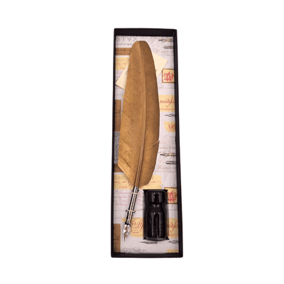 Caneta de ganso dourada para caligrafia com possibilidade de gravação personalizada