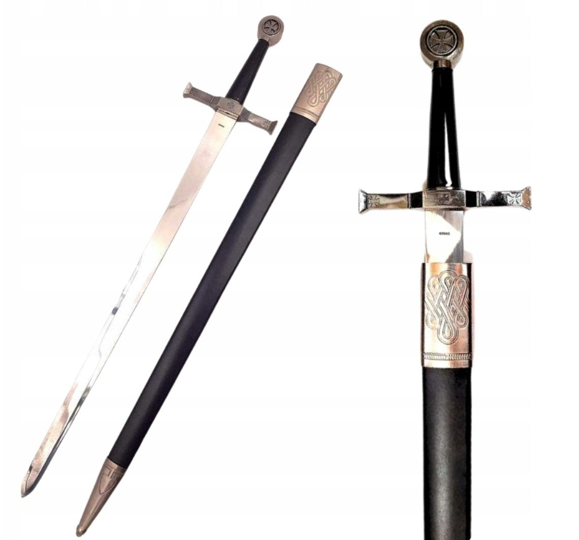 Espada de Cavaleiro em aço de 84 cm com bainha - Réplica SW-114 com possibilidade de personalização por gravação