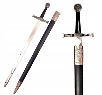 Espada de Cavaleiro em aço de 84 cm com bainha - Réplica SW-114 com possibilidade de personalização por gravação