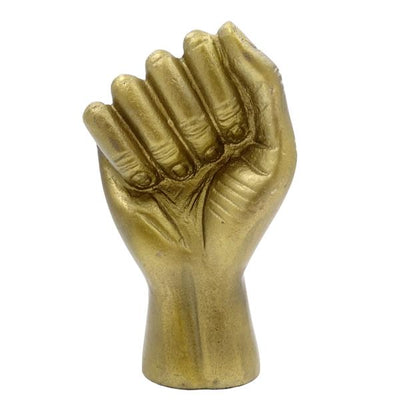 Figura Decorativa Punho Fechado em Alumínio 18cm com Possibilidade de Personalização por Gravação