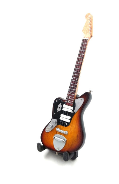 Mini Guitarra 15 cm no Estilo Kurt Cobain com Possibilidade de Personalização por Gravação - Guitarra em Mogno Castanha para Presente para Fã de Grunge e Nirvana