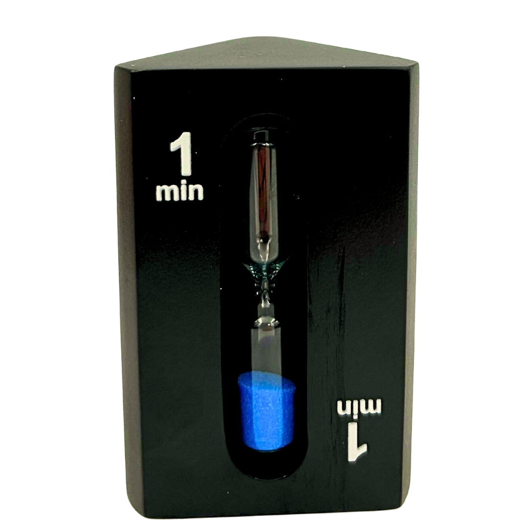 Ampulheta Triangular 1-3-5 minutos Preta com Possibilidade de Gravação