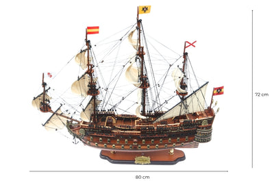 Modelo do veleiro San Felipe 80cm, com possibilidade de personalização por gravação